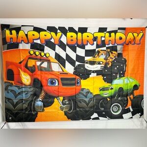 Blaze And The Monster Machines Happy Birthday Backdrop Banner 5x3Ft. (Polyester)